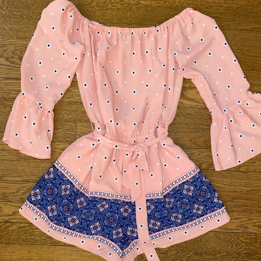 Pink and blue romper